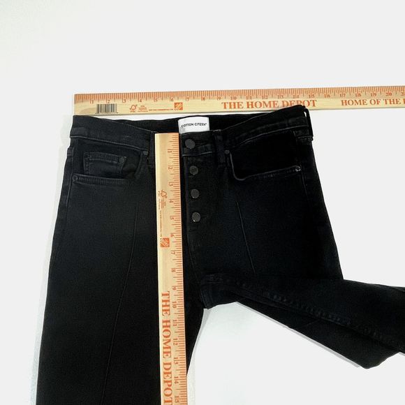 COTTON CITIZEN Black‎ Fly Raw Hem Center Seam Crop Flare Stretch Jeans Size 26 - Picture 9 of 16